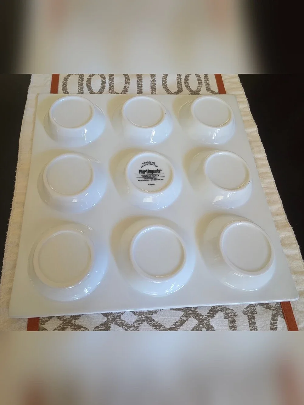PIER 1 IMPORTS TASTING PARTY 9-Section Divided Square Porcelain Tray. #2469409